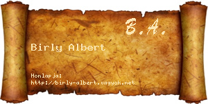 Birly Albert névjegykártya
